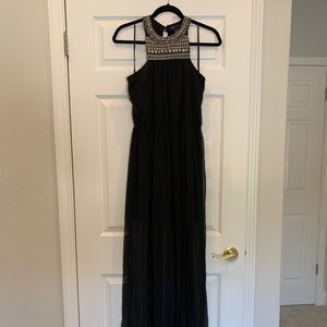 MANGO High Neck Black Maxi Dress